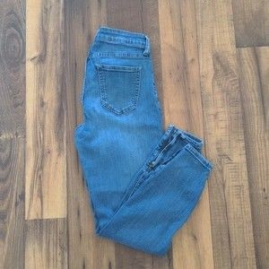 Pistola Distressed Skinny Cropped Jeans with Zipper Accent